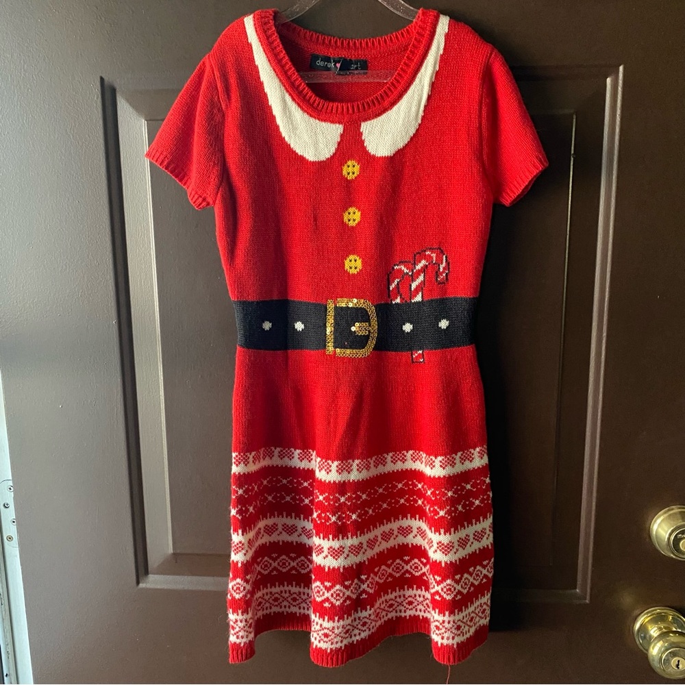 Derek Heart Red and White Knit Sweater